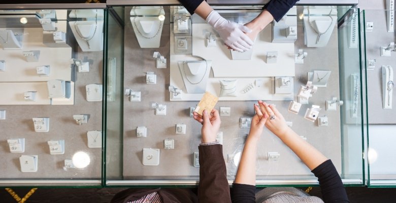 Showing jewelry to customers
